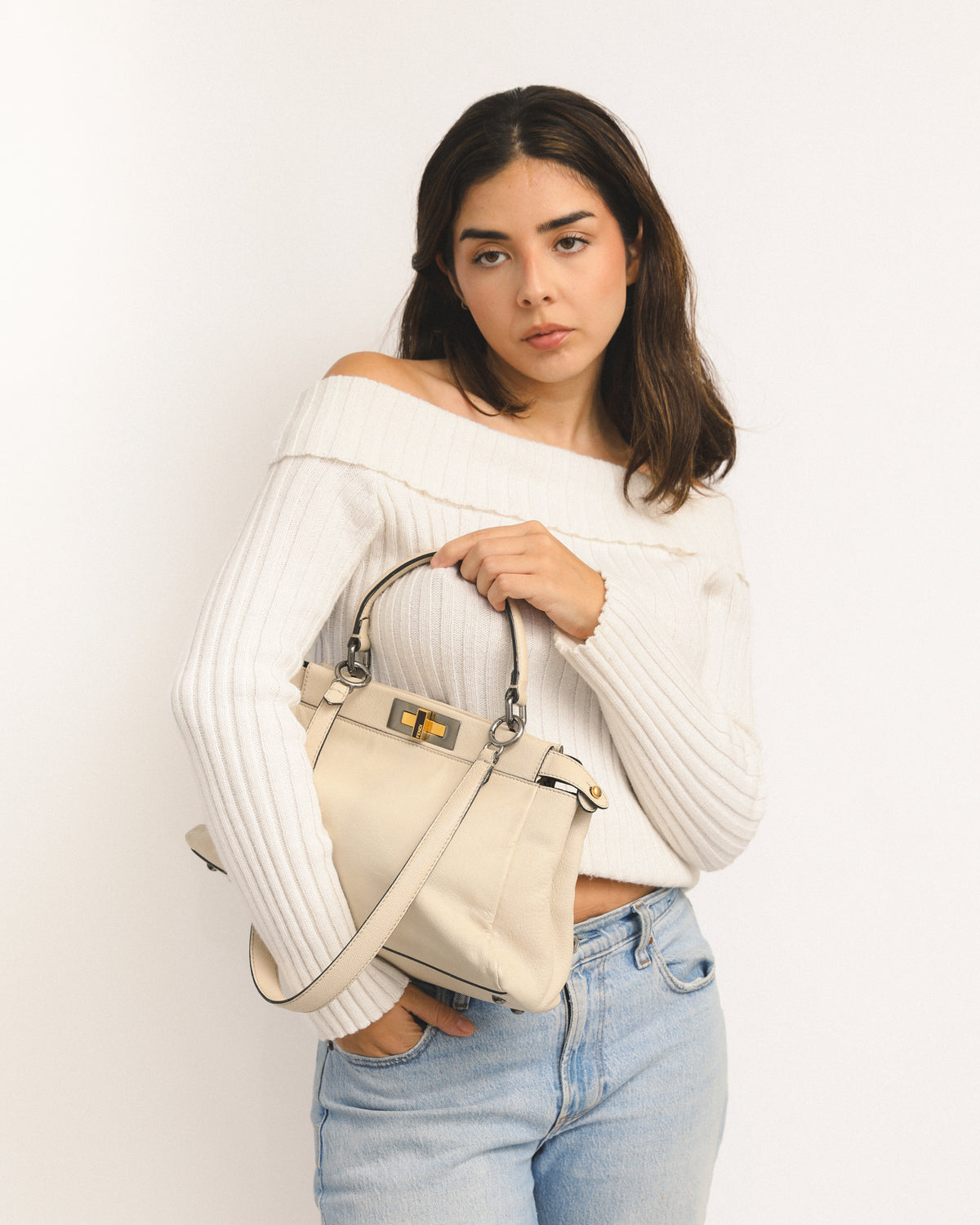 Fendi White Peekaboo Bag