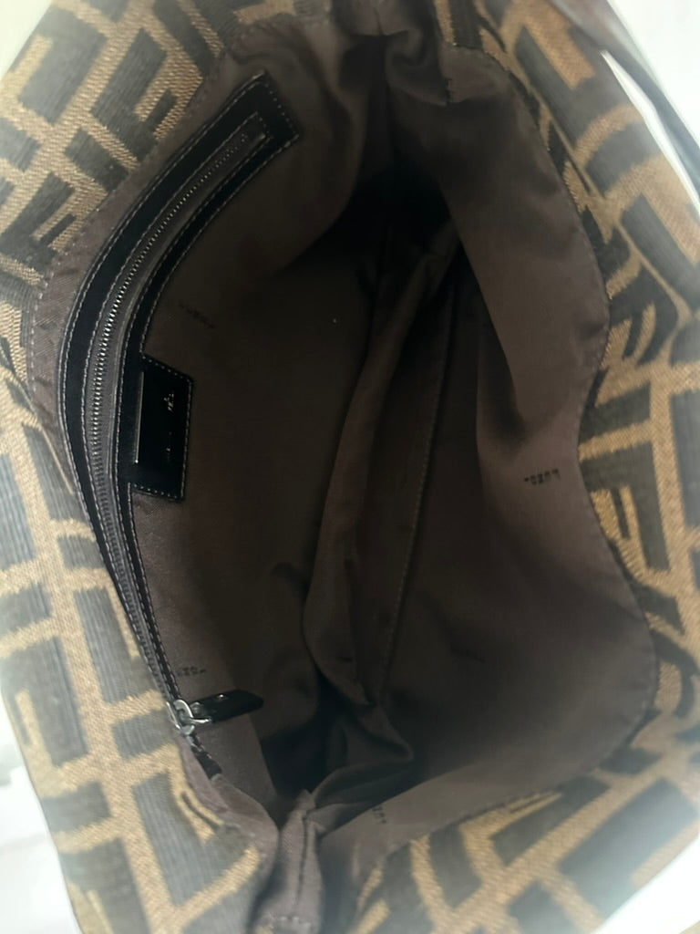 Fendi Zucca Double Flap Flat Baguette