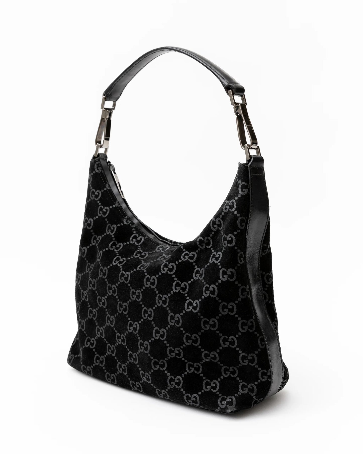 Gucci Suede Monogram Hobo Bag
