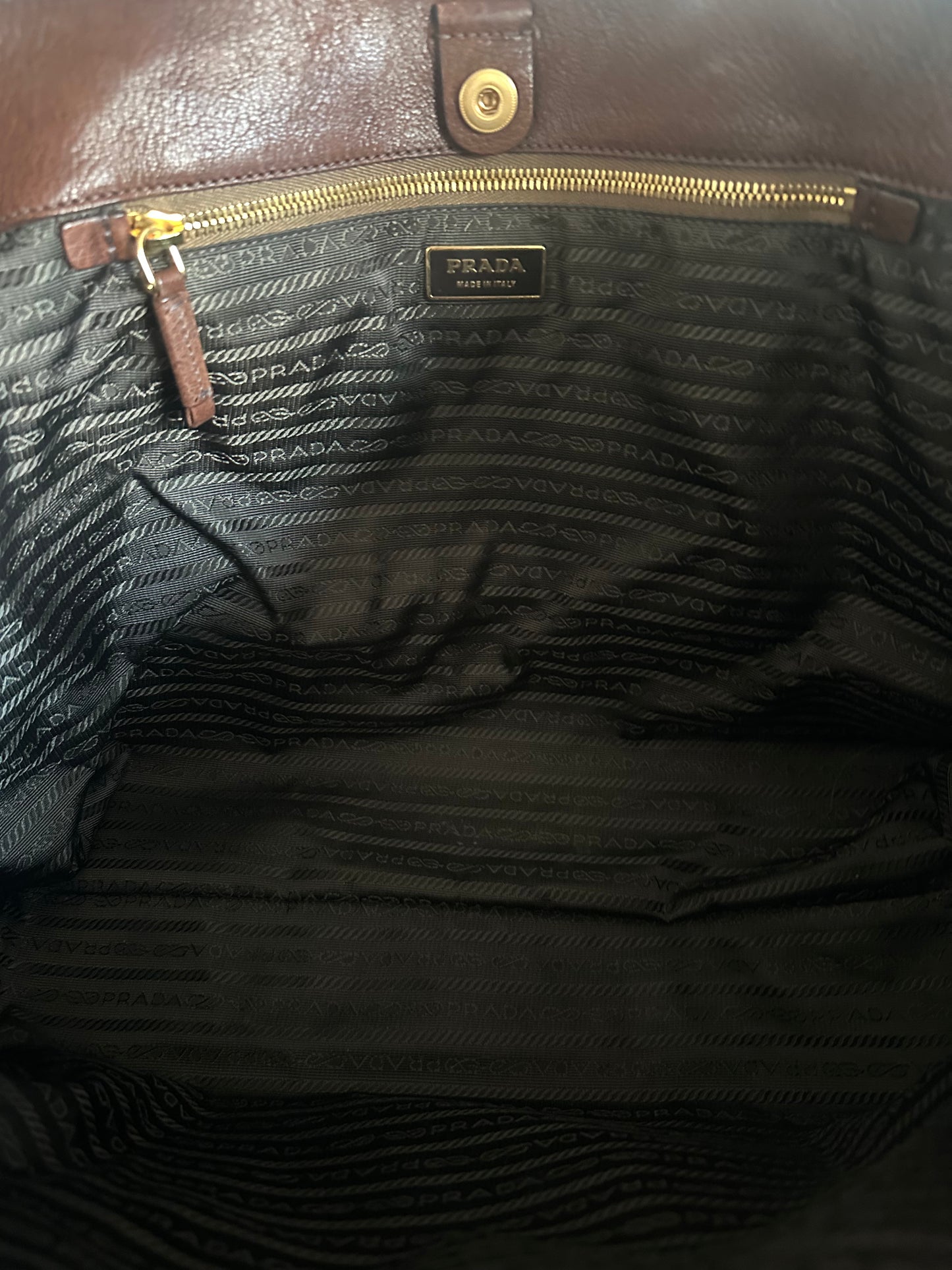 Prada Leather Brown Tote Bag