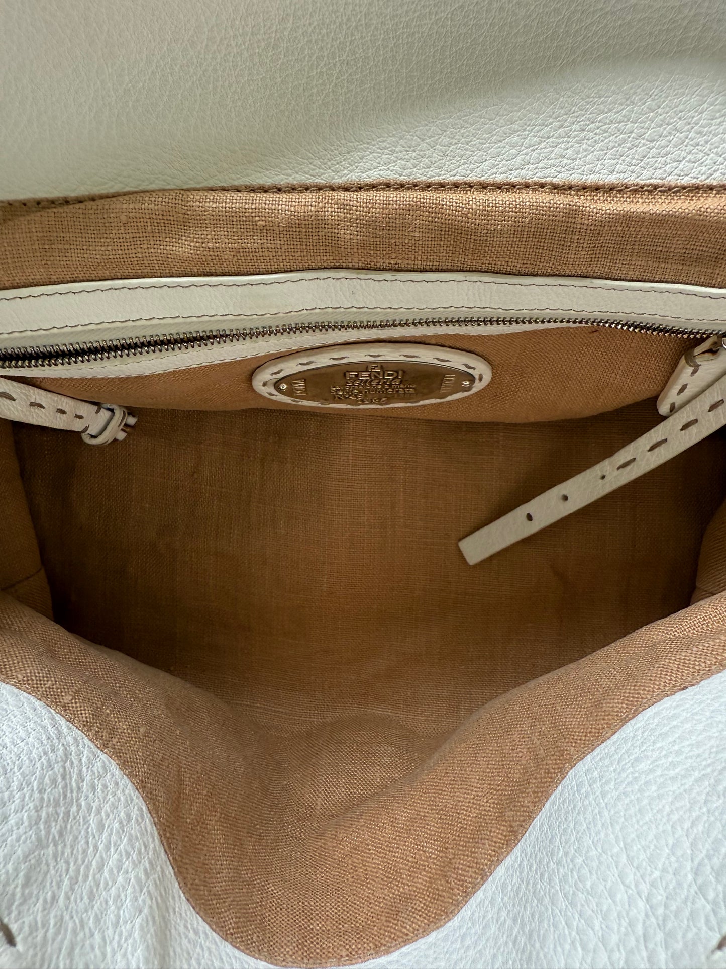 Fendi White Selleria Leather Handbag