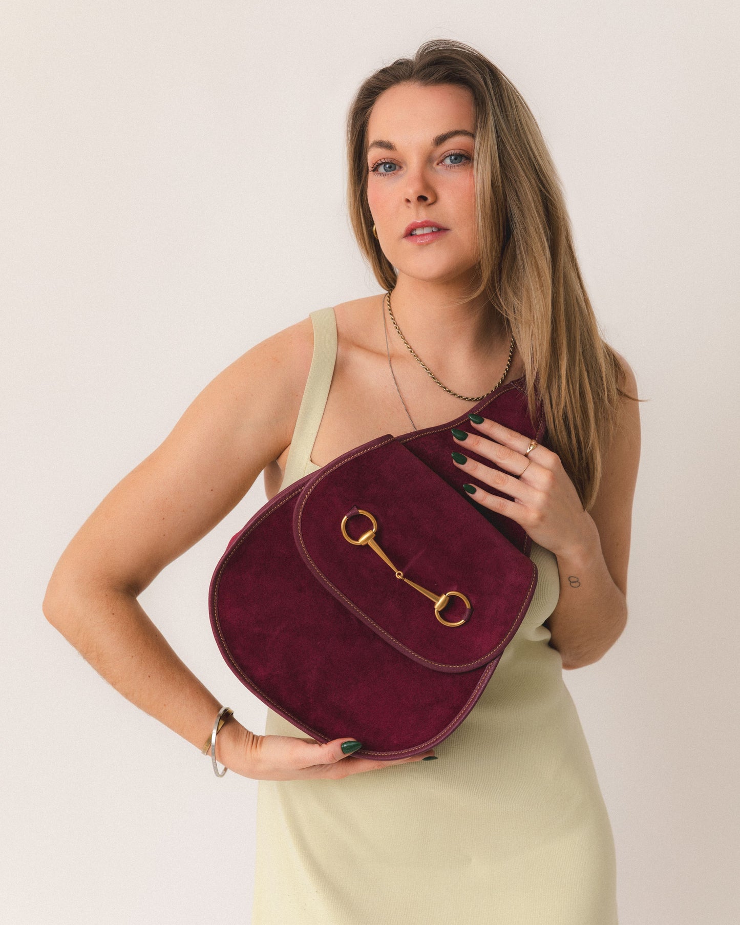 Gucci Horsebit Suede Slingback Bag