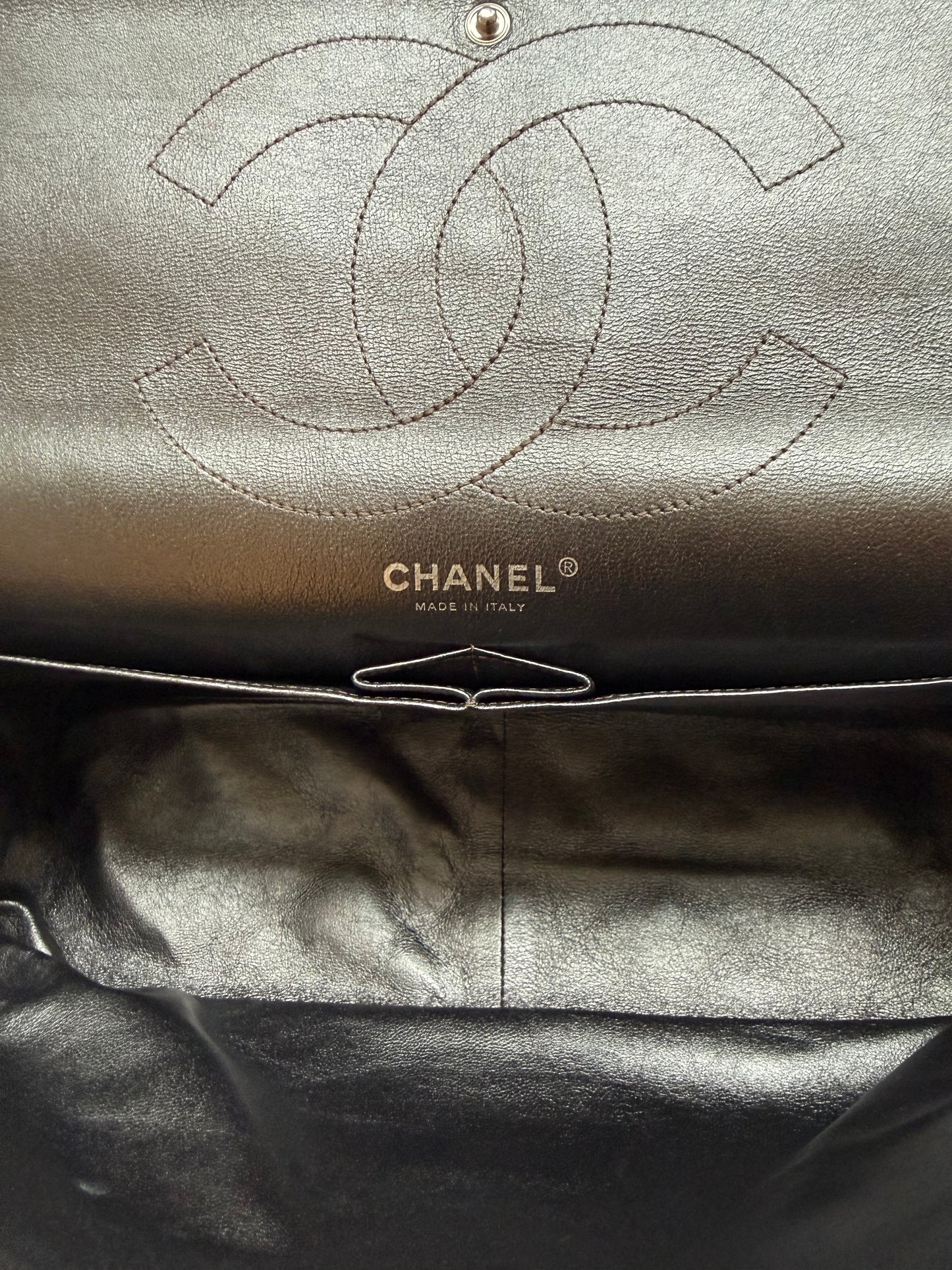 Chanel Silver Quilted Flap Bag