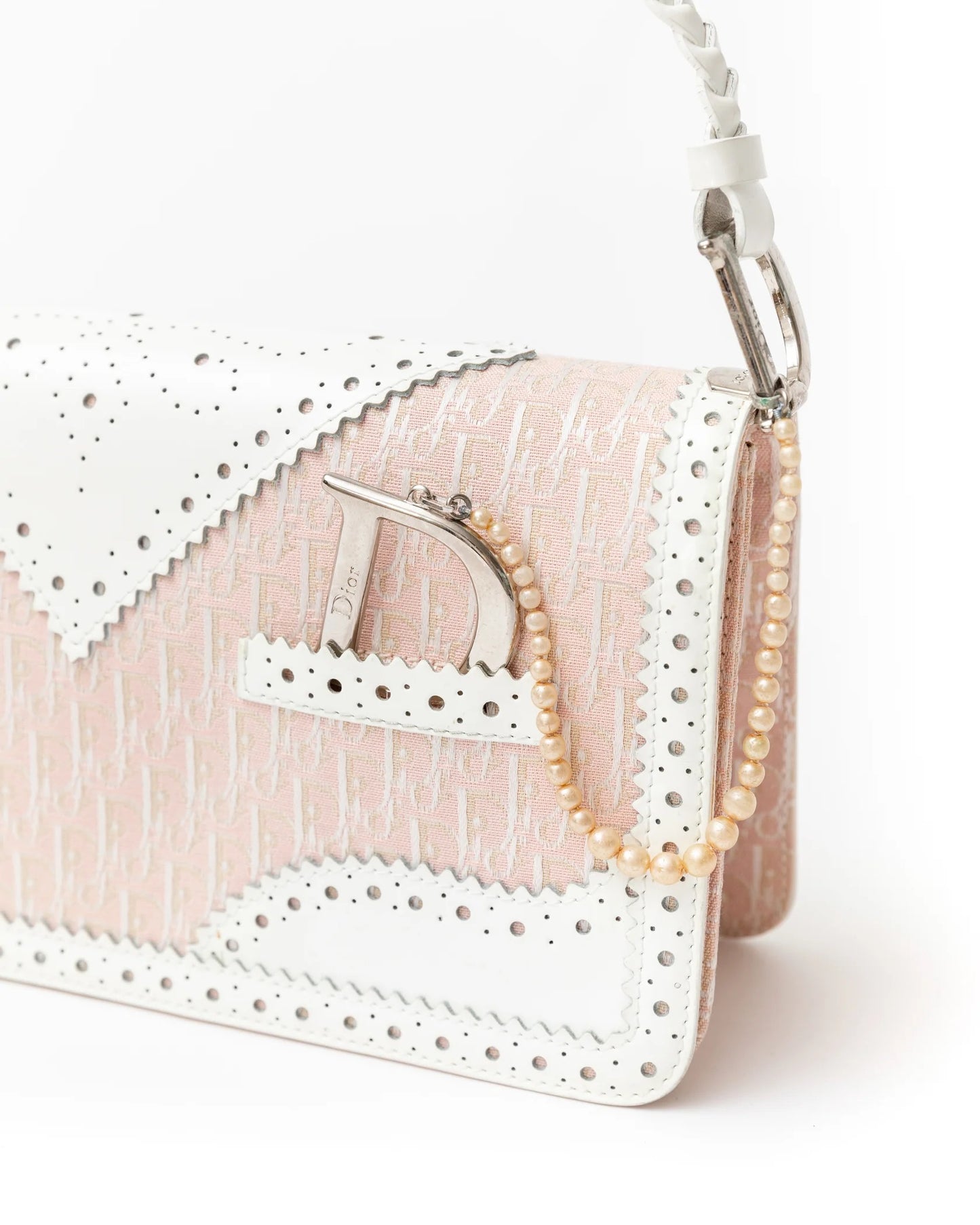 RARE Christian Dior Pearl Charm Monogram Shoulder Bag