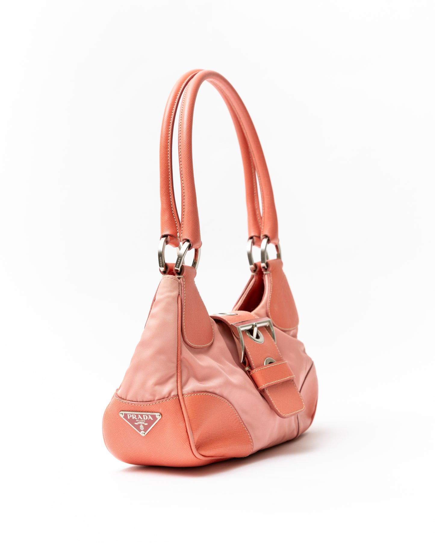 Prada Nylon Buckle Shoulder Bag