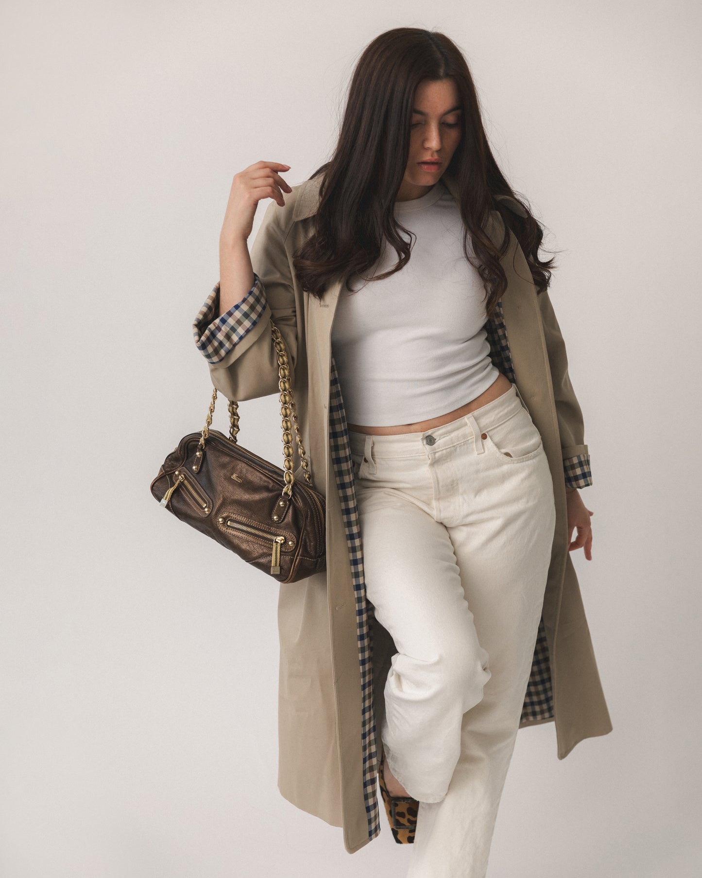 Gucci Leather Chain Bowler Bag