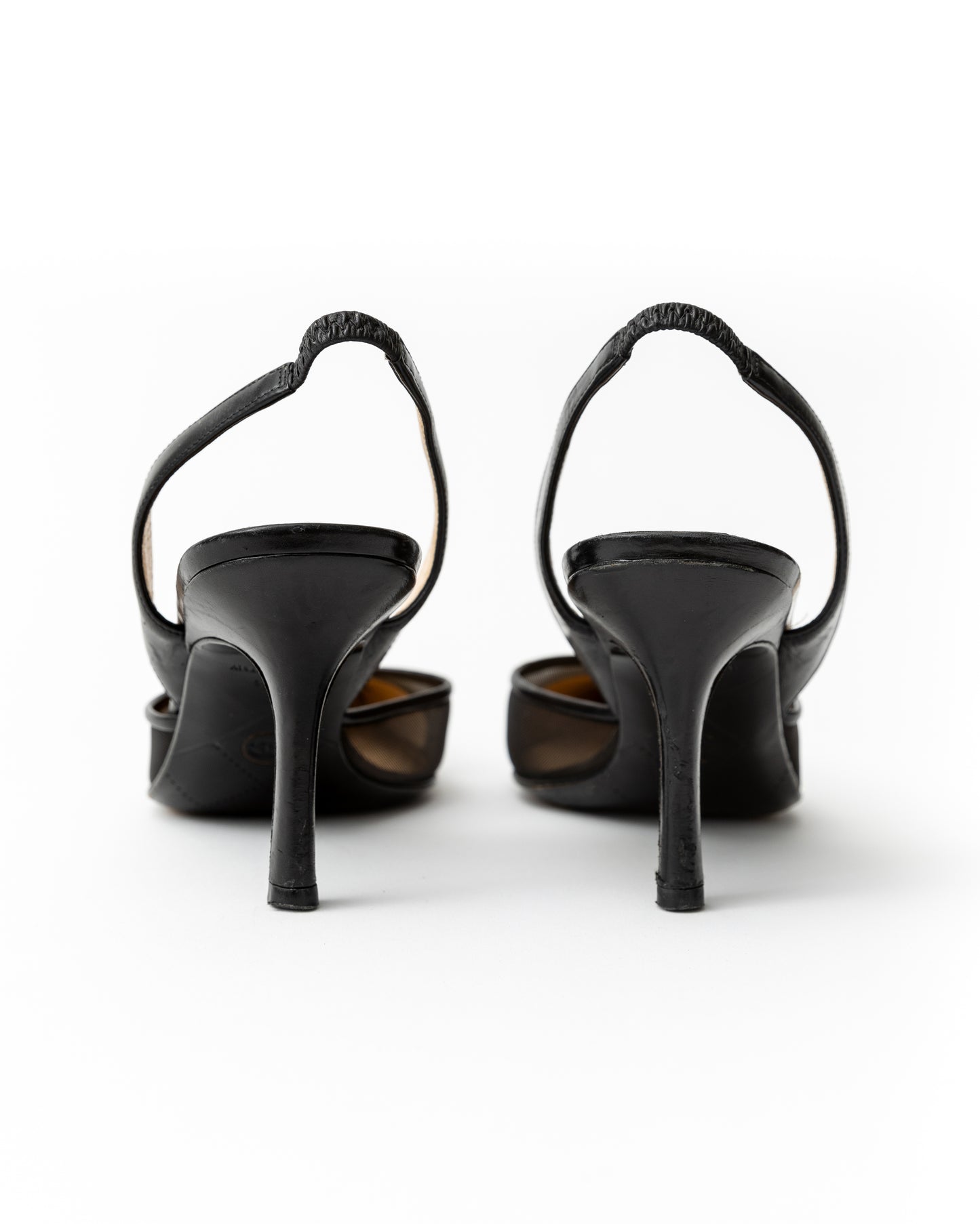 Chanel CC Leather Slingback Heels (37.5)