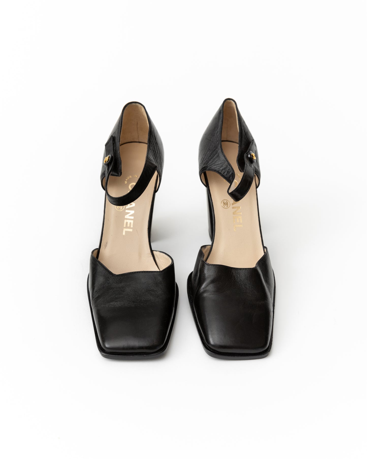 Chanel CC Leather Mary Jane Heels (38)