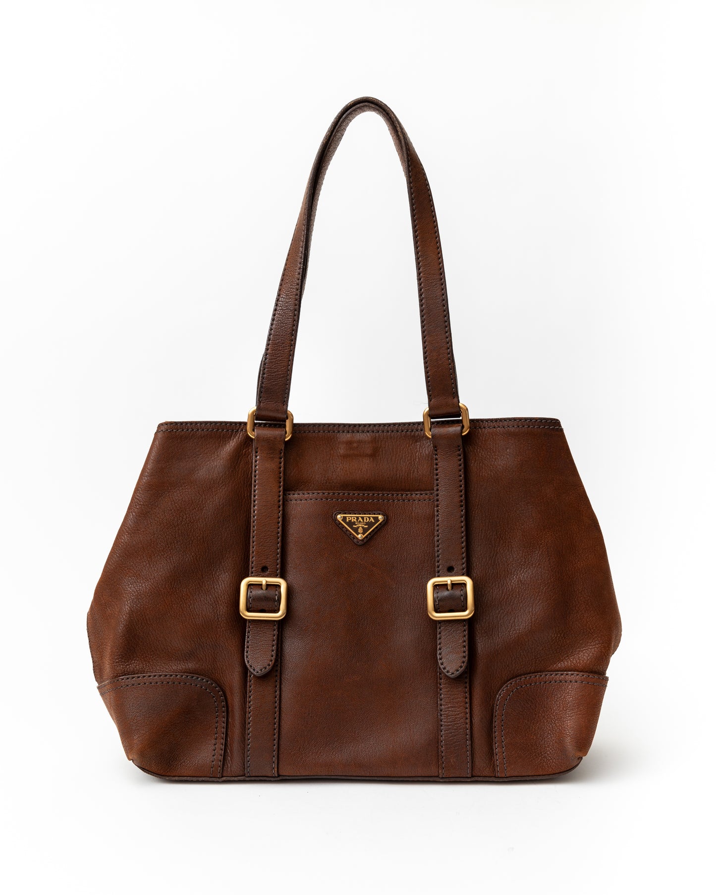 Prada Leather Brown Tote Bag