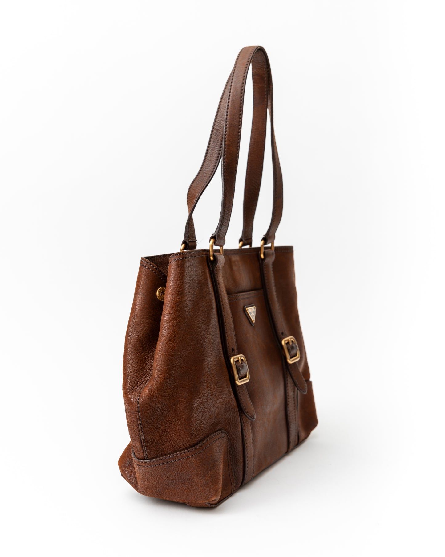 Prada Leather Brown Tote Bag