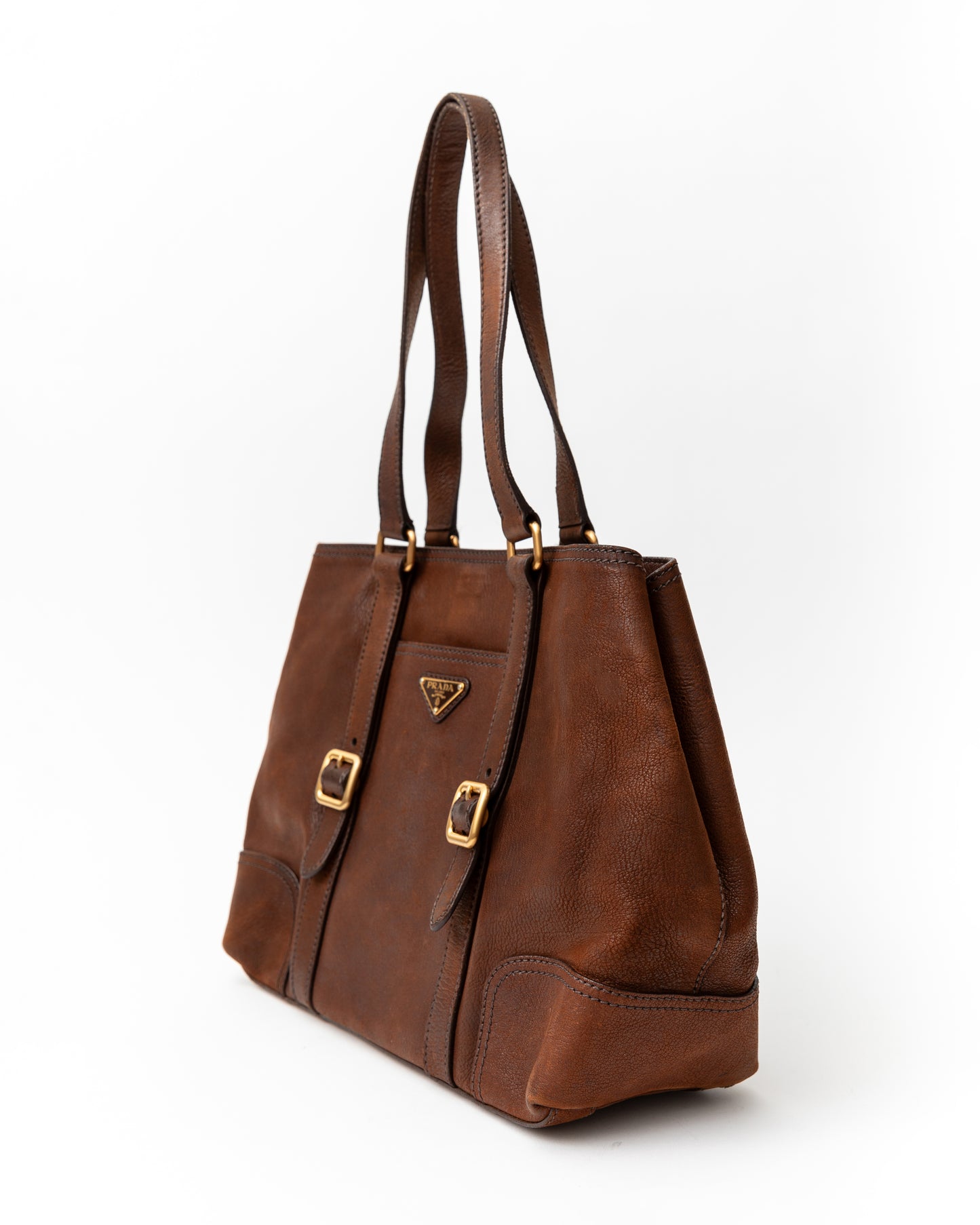Prada Leather Brown Tote Bag