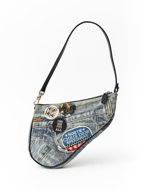 Christian Dior Patchwork Denim Saddle Bag