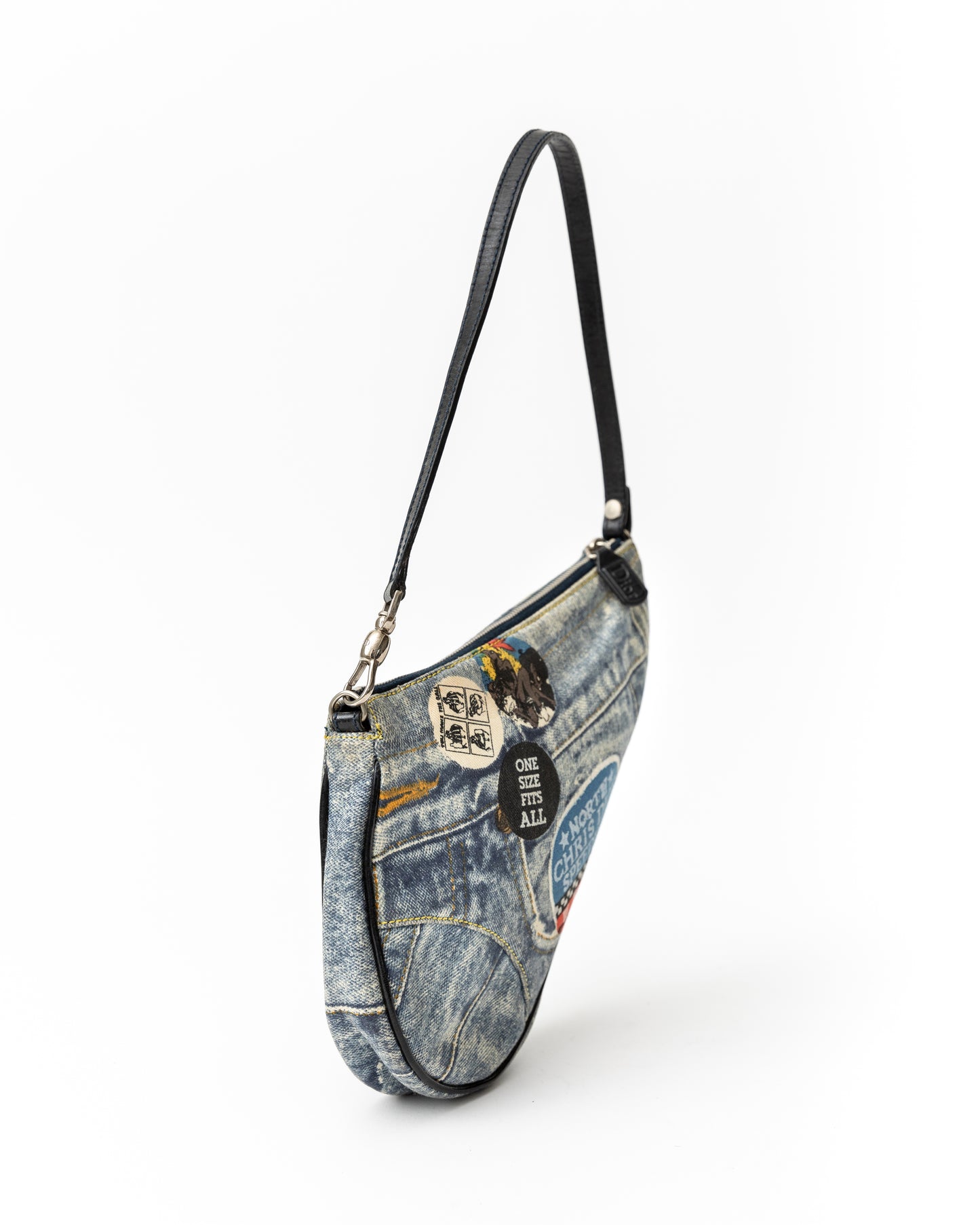 Christian Dior Patchwork Denim Saddle Bag