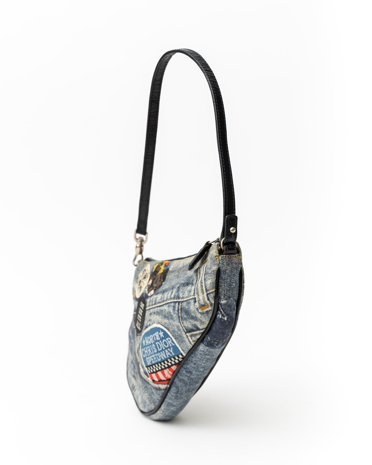 Christian Dior Patchwork Denim Saddle Bag