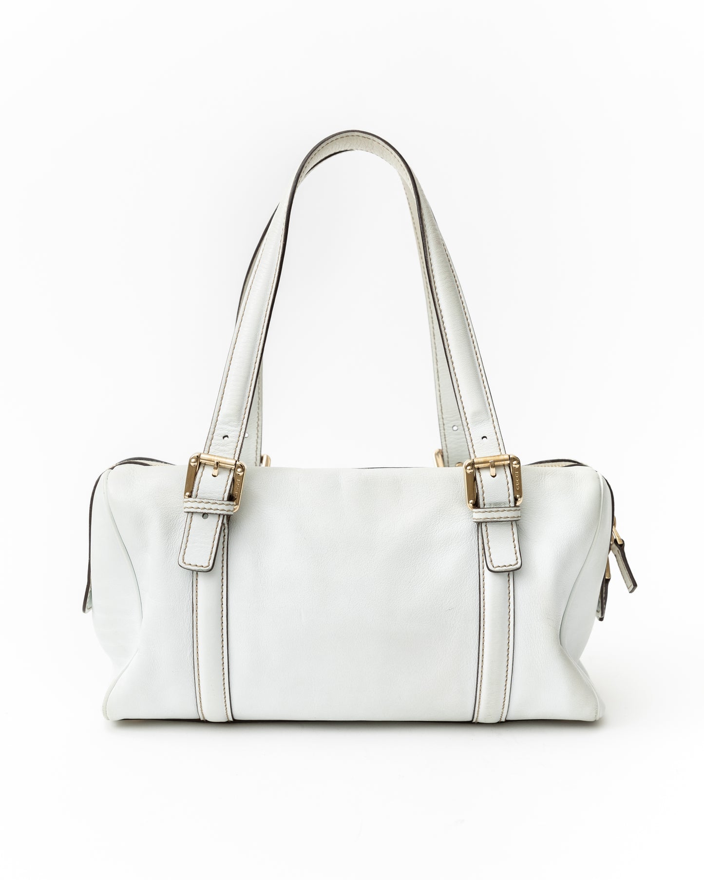 Gucci White Leather Bowler Bag