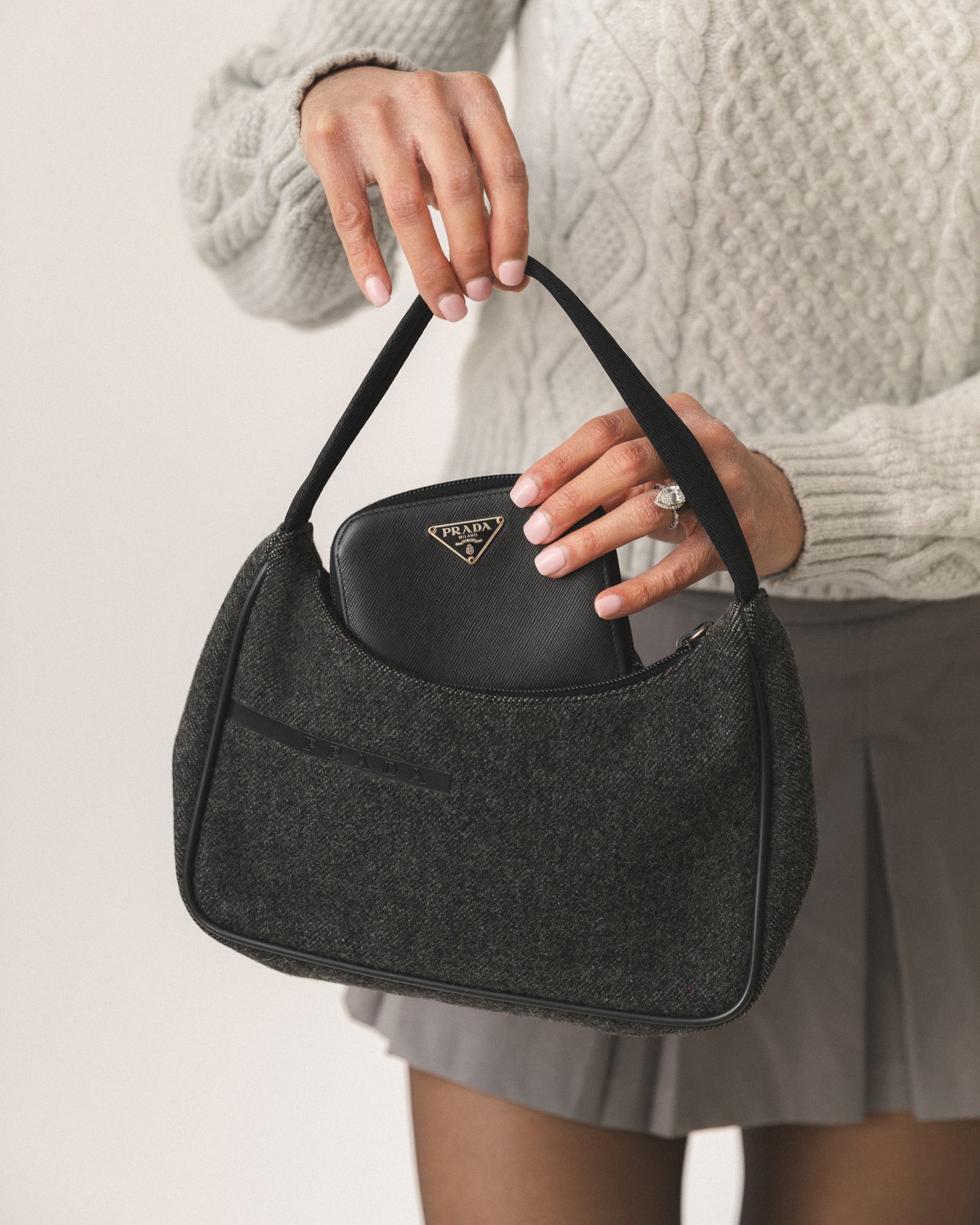 Prada Wool Shoulder Bag