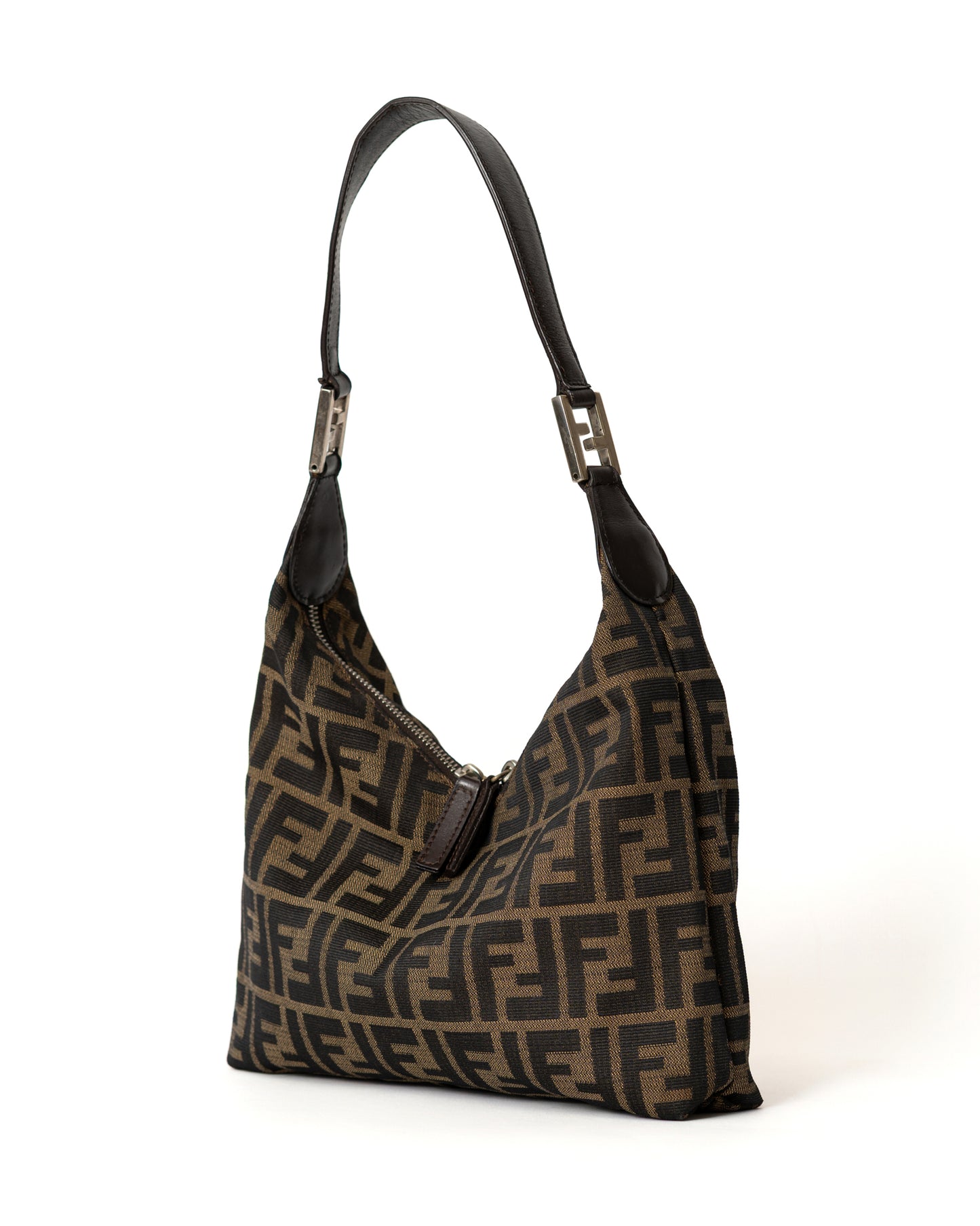 Fendi Zucca Double Zip Shoulder Bag