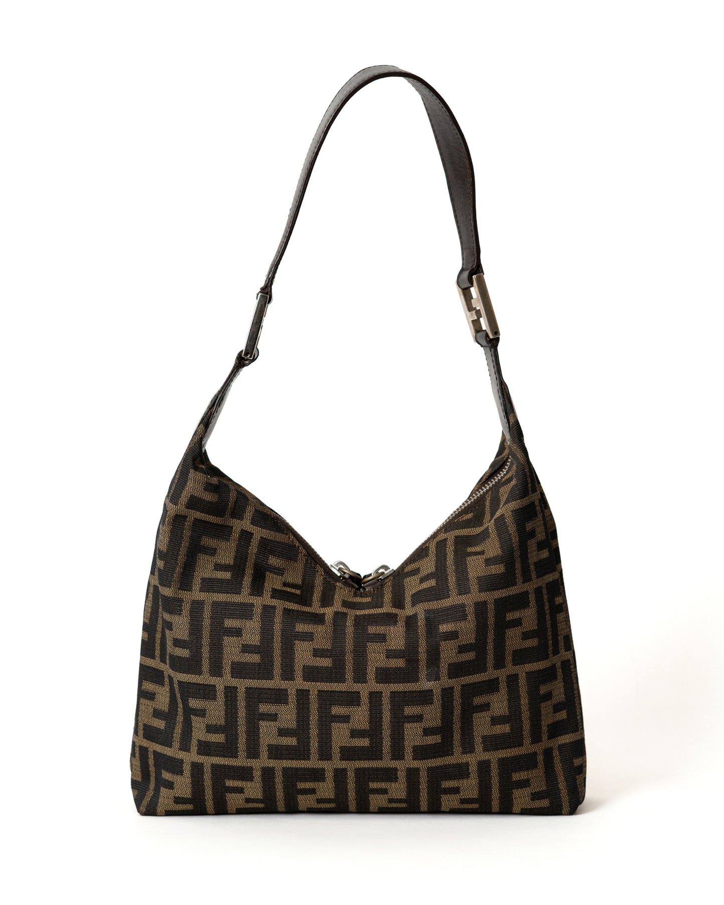 Fendi Zucca Double Zip Shoulder Bag