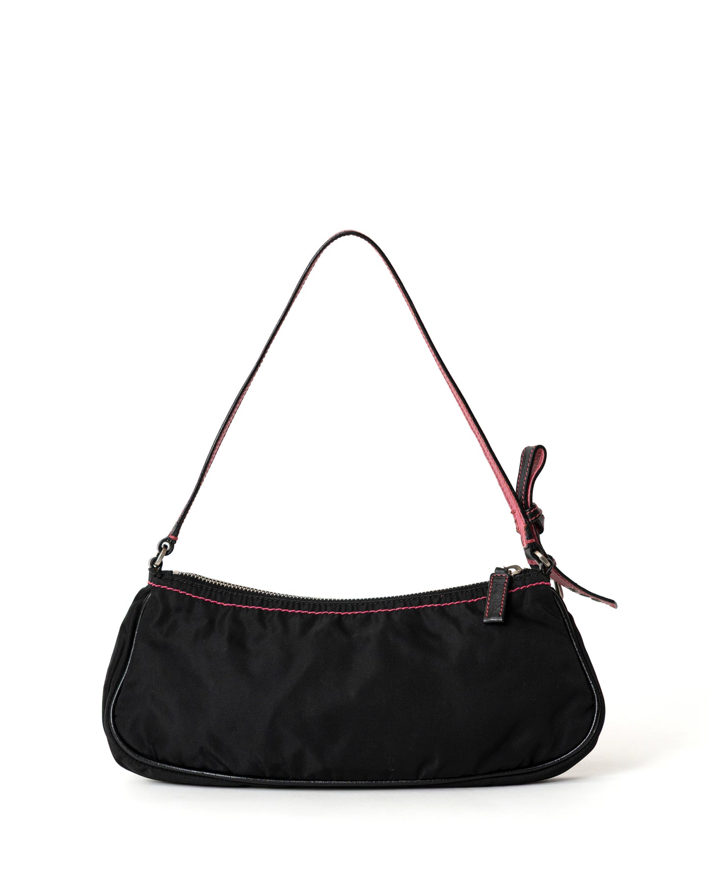 Prada Leather-Trimmed Nylon Baguette