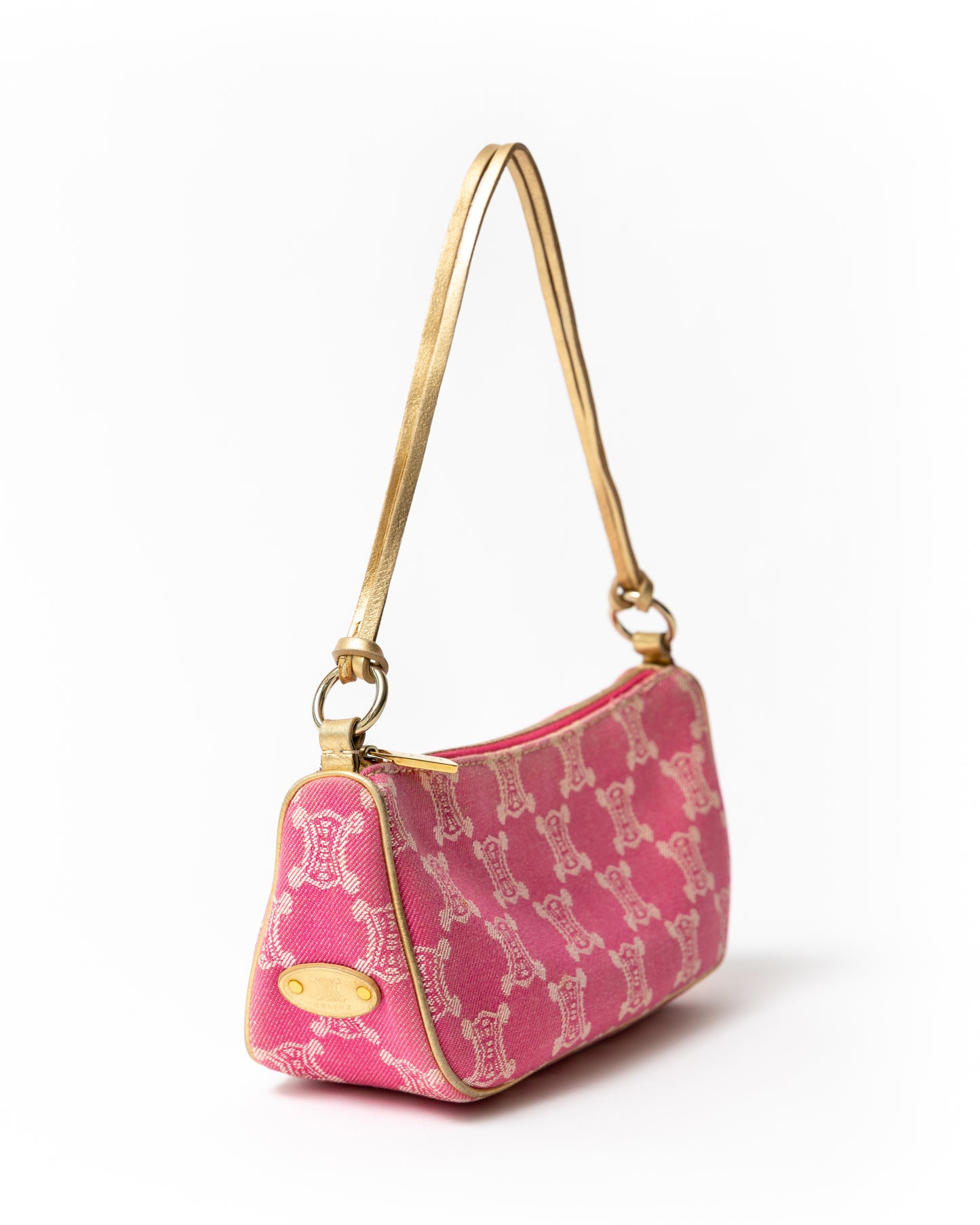 Celine Paris Madacam Canvas Shoulder Bag in Pink