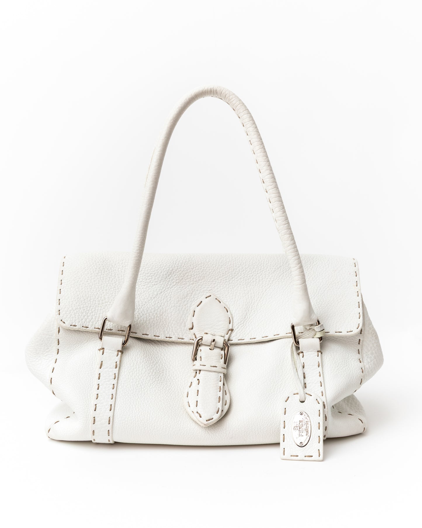 Fendi White Selleria Leather Handbag