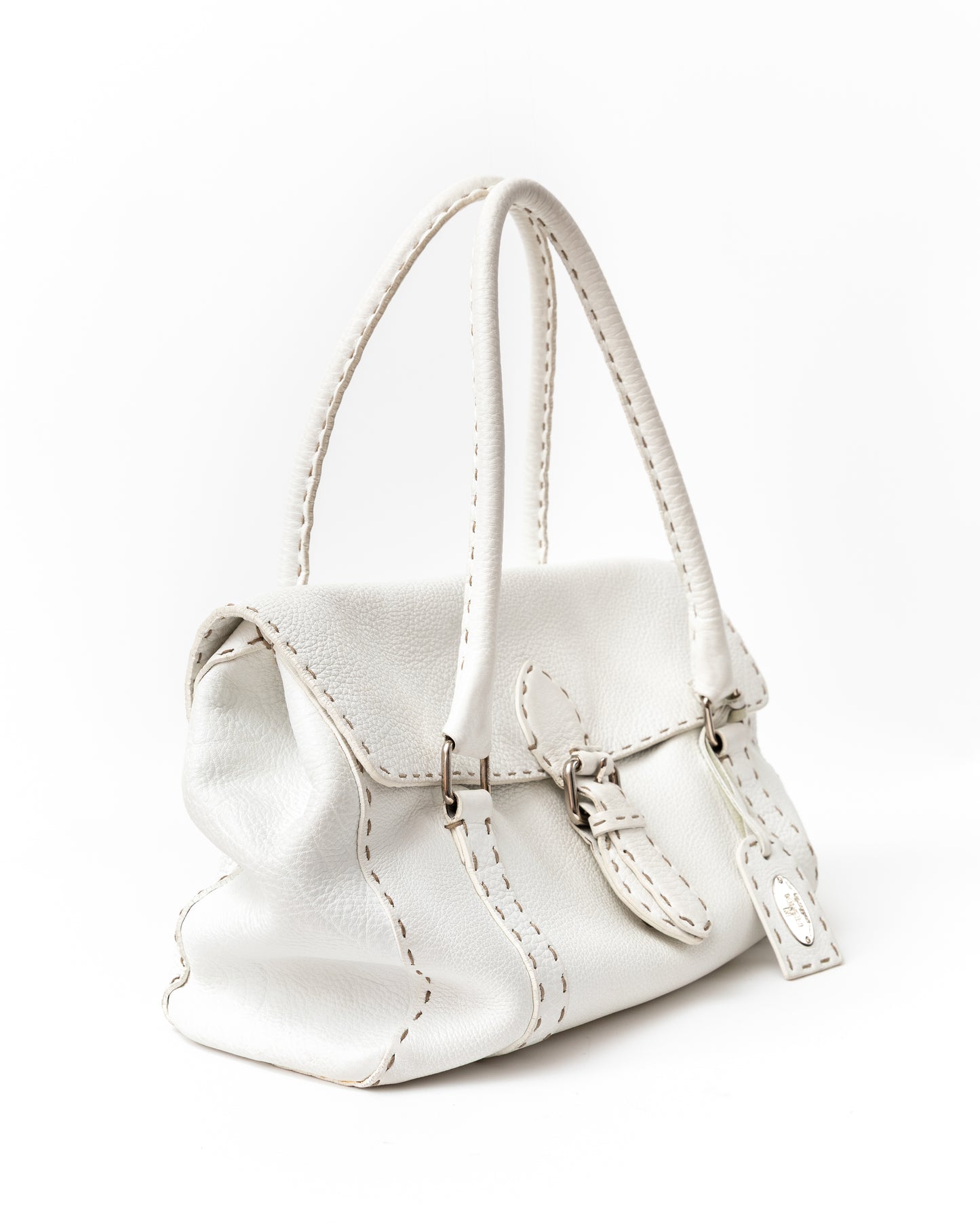 Fendi White Selleria Leather Handbag