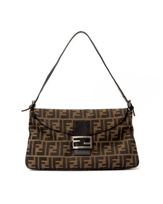 Fendi Zucca Double Flap Flat Baguette