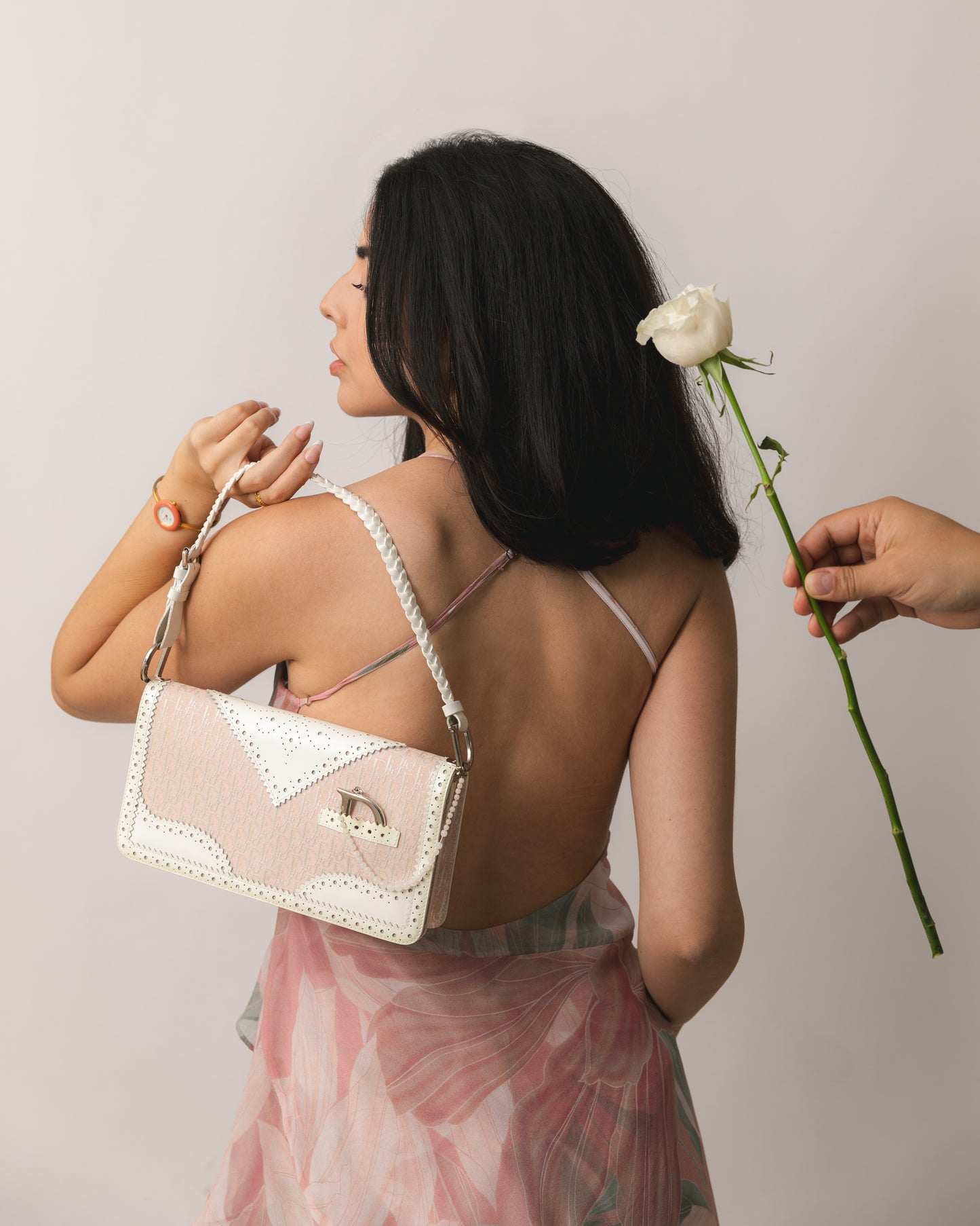 RARE Christian Dior Pearl Charm Monogram Shoulder Bag