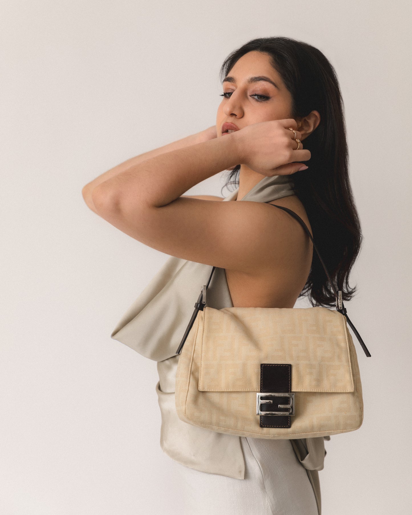 Fendi Zucca Mama Cream Baguette