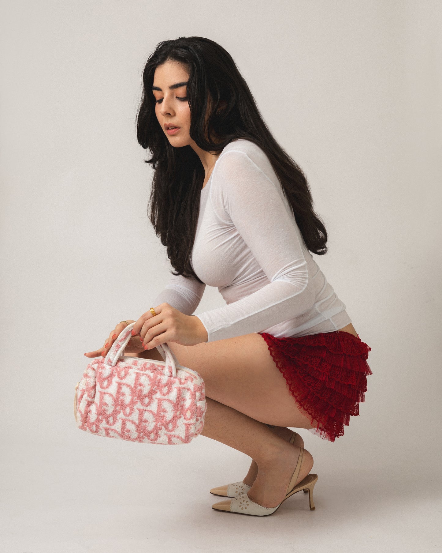 Christian Dior Pink Terrycloth Mini Bag
