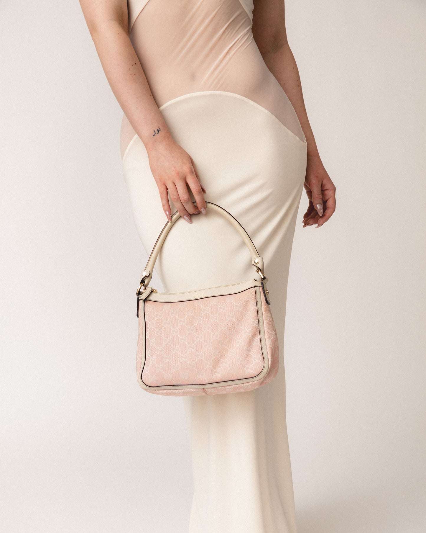 Gucci GG Canvas Pink Hobo Handbag