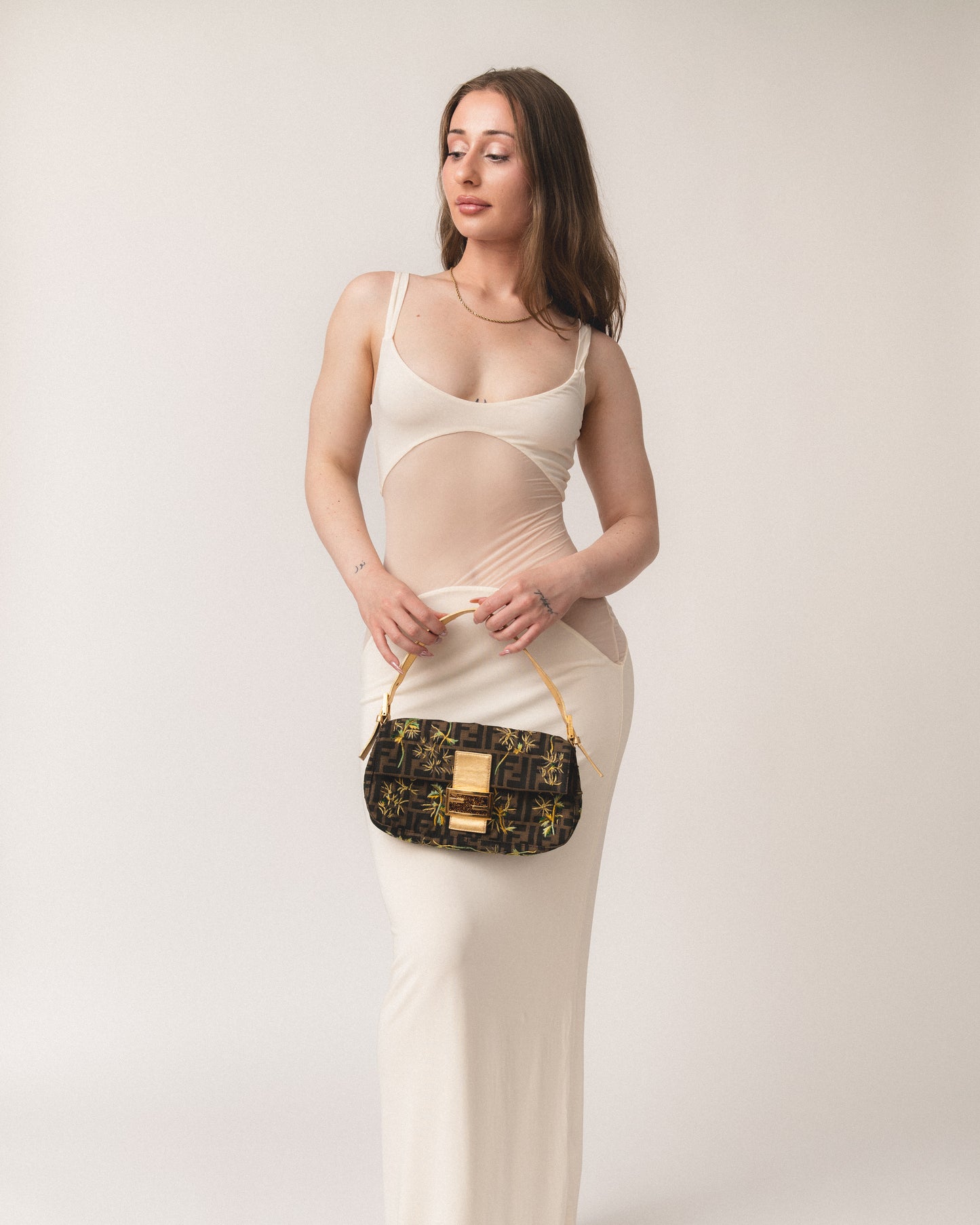 Fendi Embroidered Zucca Baguette