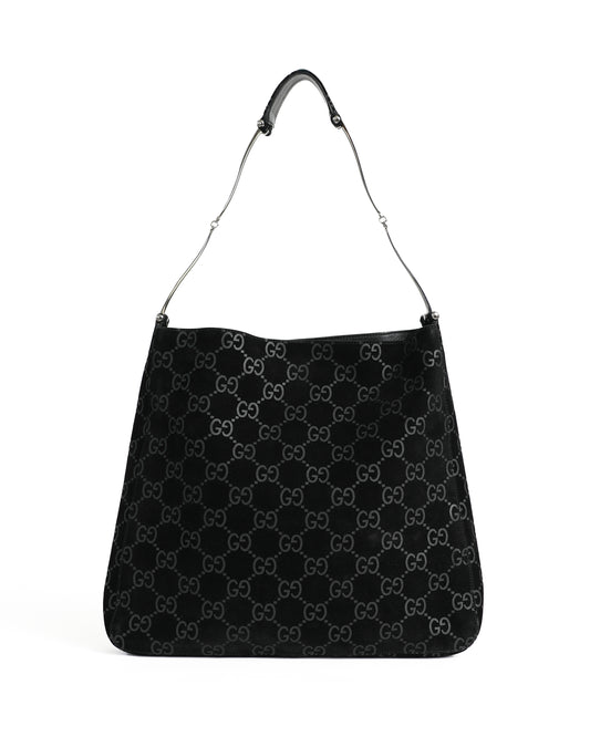 RARE Gucci Tom Ford Slim Horsebit Black Suede Hobo Bag