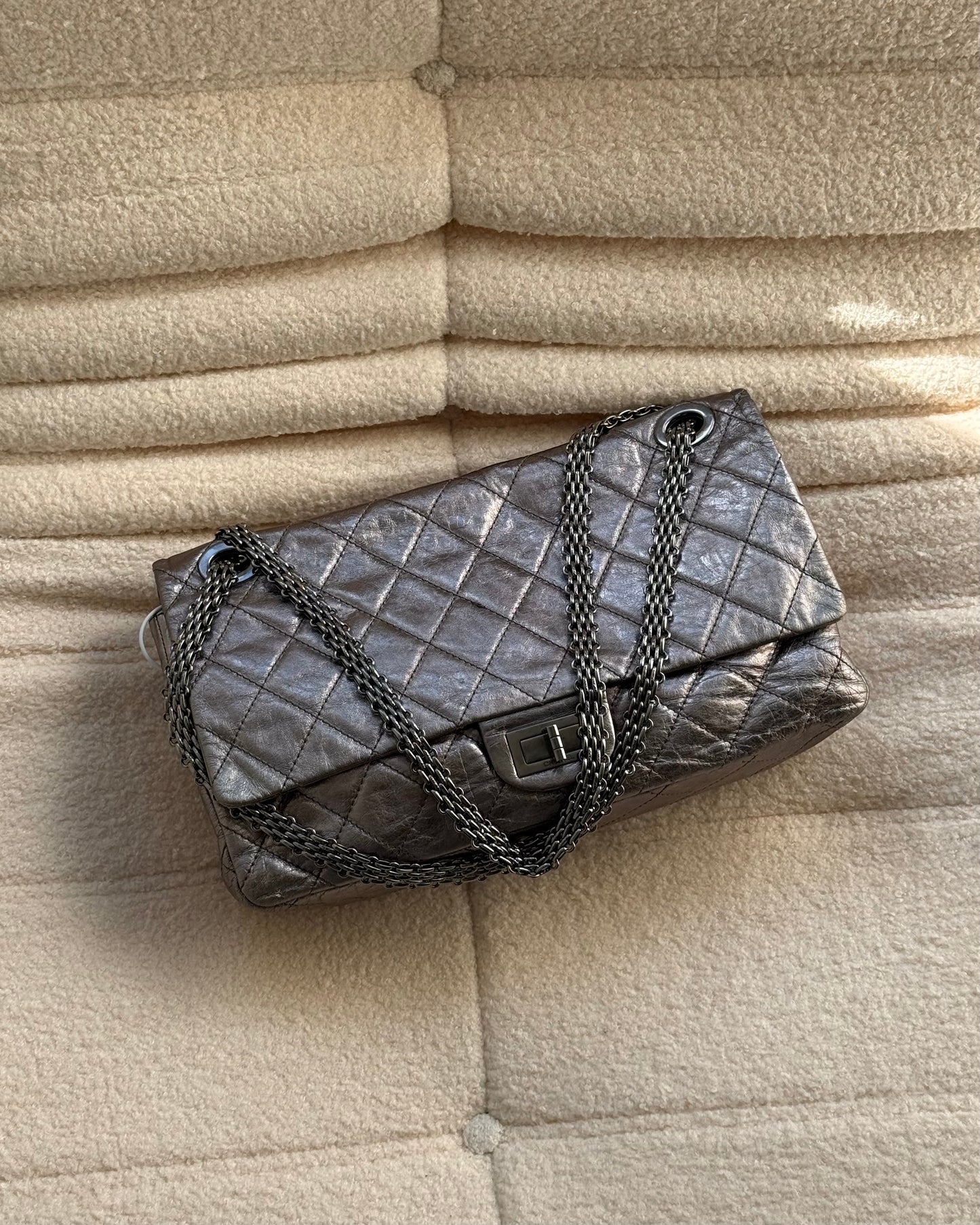 Chanel Silver Quilted Flap Bag