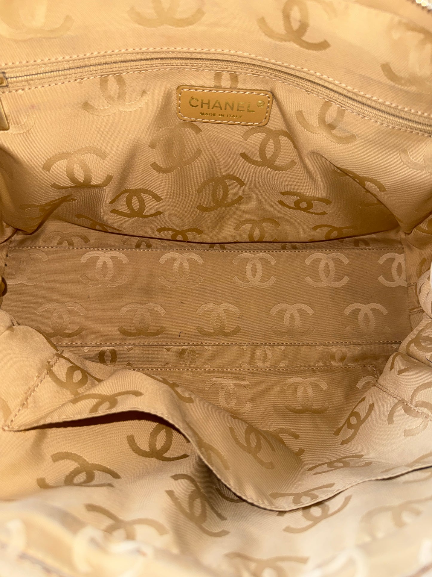 Chanel Double Stitch Tan Quilted Shoulder Bag