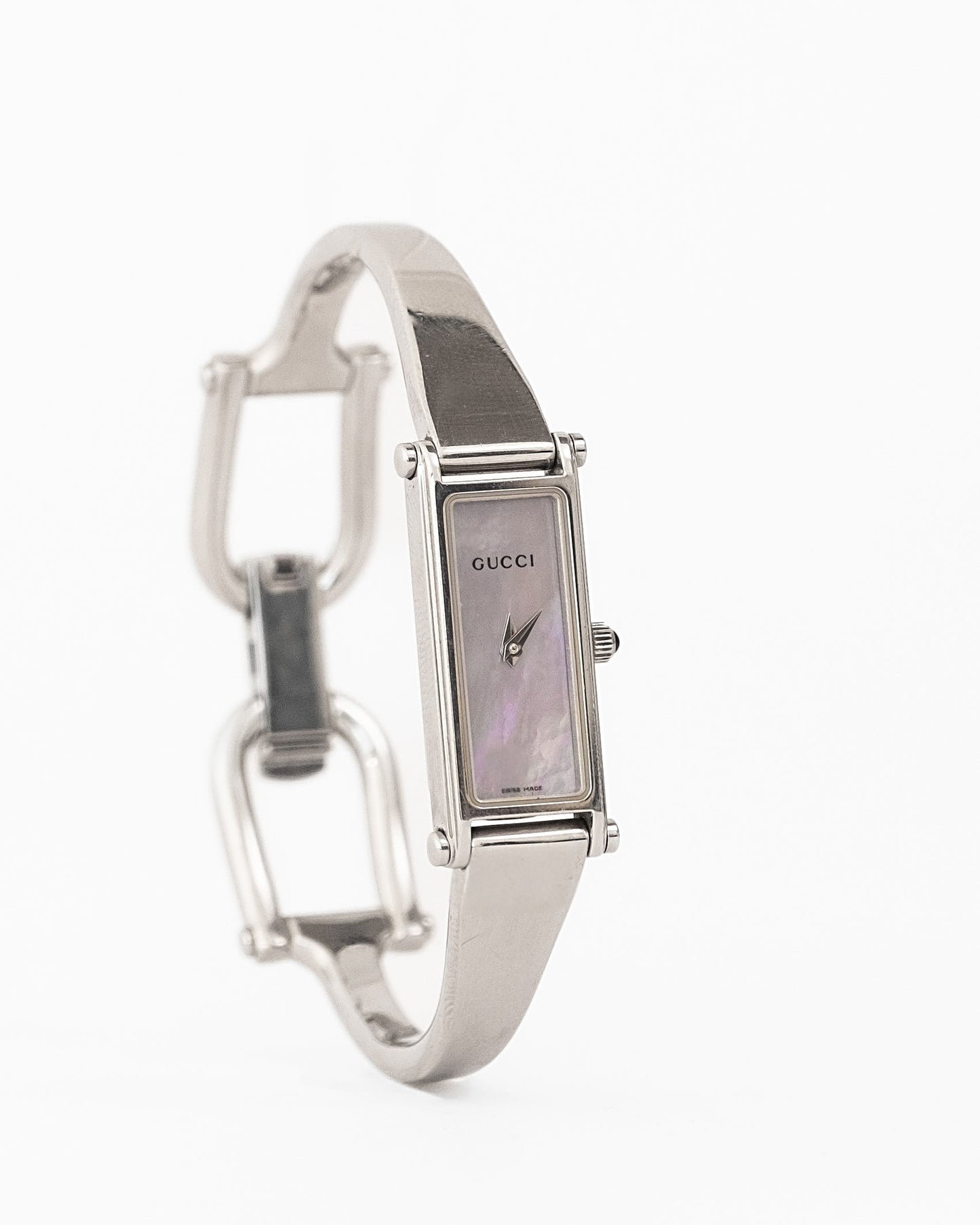Gucci Silver Horsebit Pearl Watch
