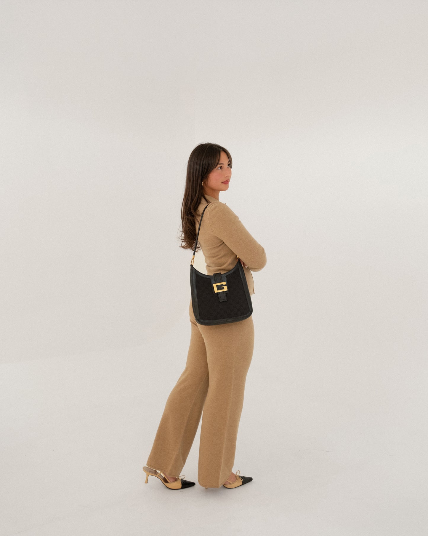 Gucci G Monogram Black Shoulder Bag