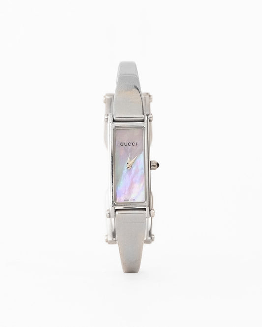 Gucci Silver Horsebit Pearl Watch