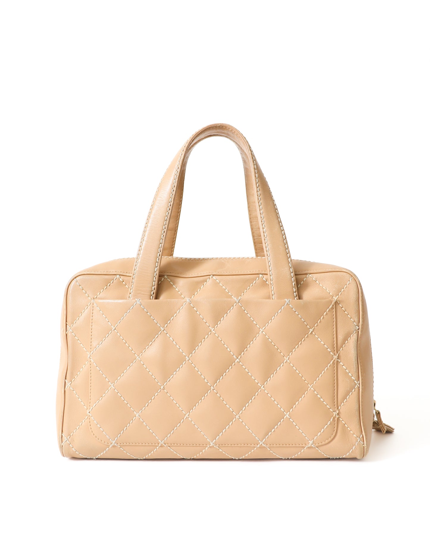 Chanel Double Stitch Tan Quilted Shoulder Bag