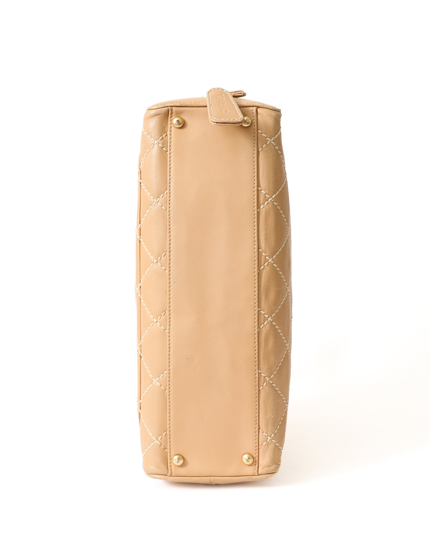 Chanel Double Stitch Tan Quilted Shoulder Bag