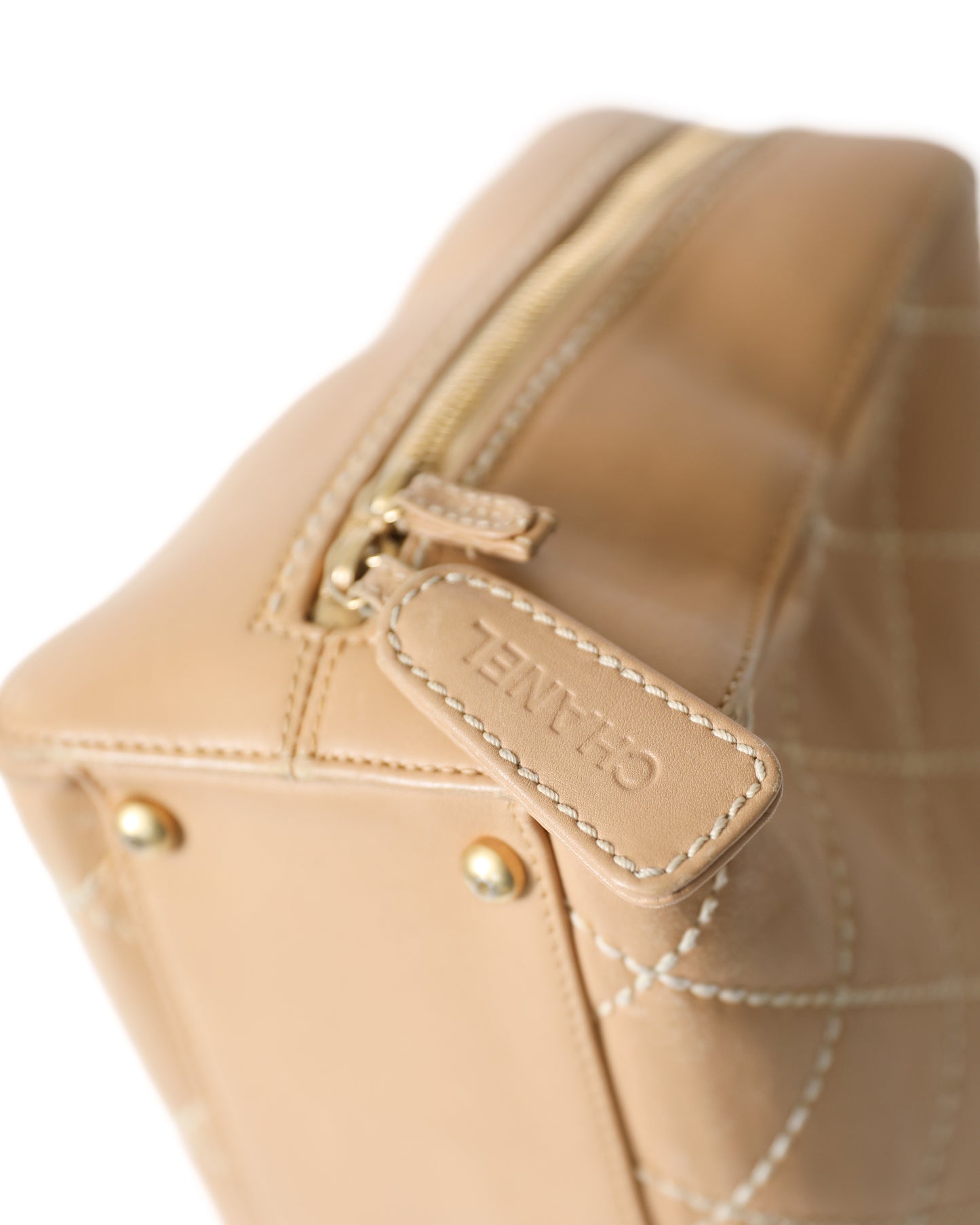 Chanel Double Stitch Tan Quilted Shoulder Bag
