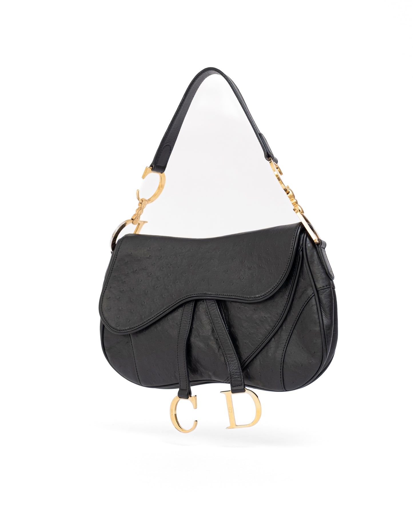 Christian Dior Ostrich Double Saddle Bag