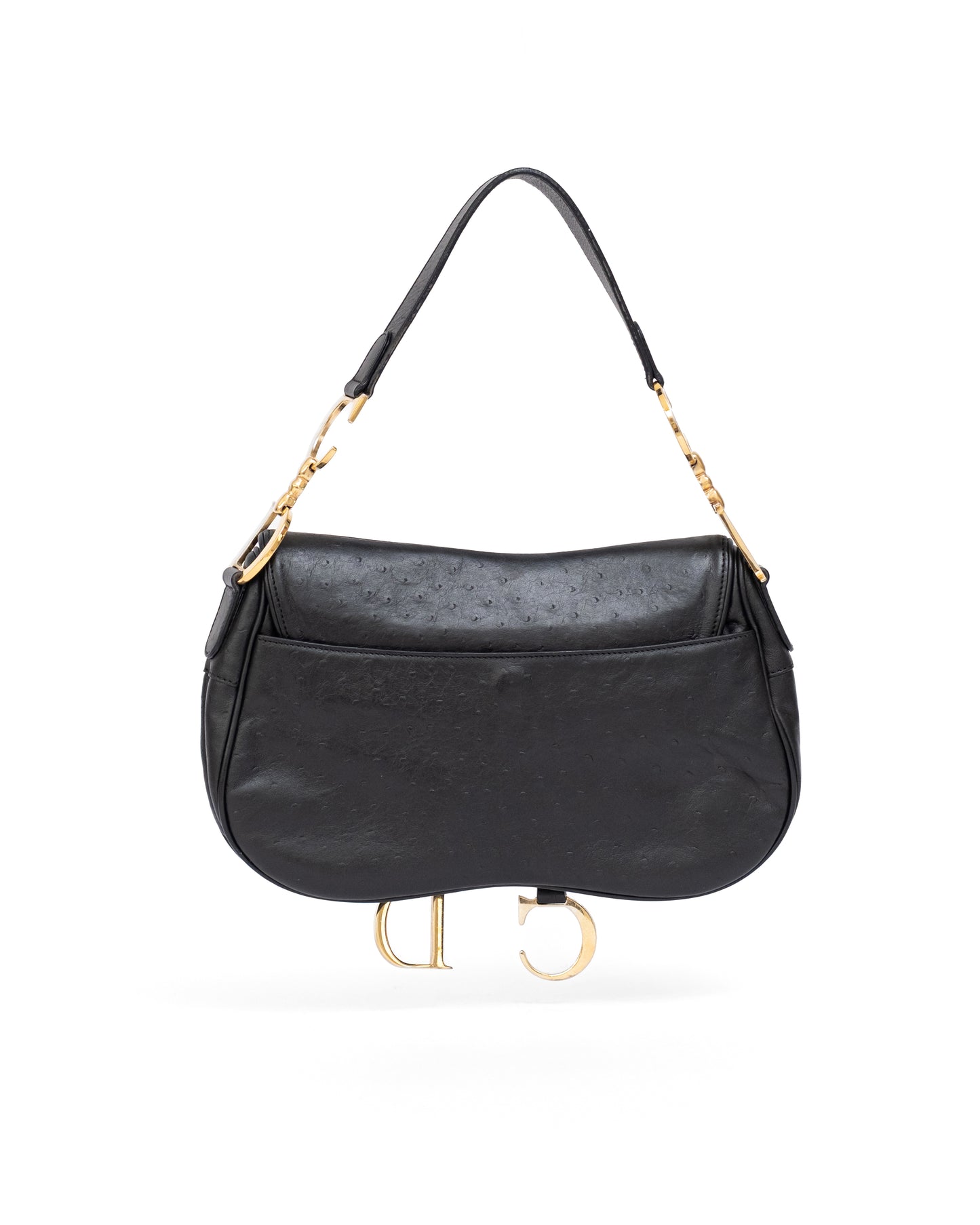 Christian Dior Ostrich Double Saddle Bag