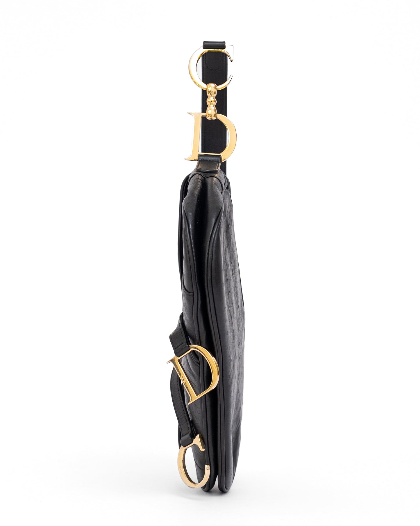 Christian Dior Ostrich Double Saddle Bag