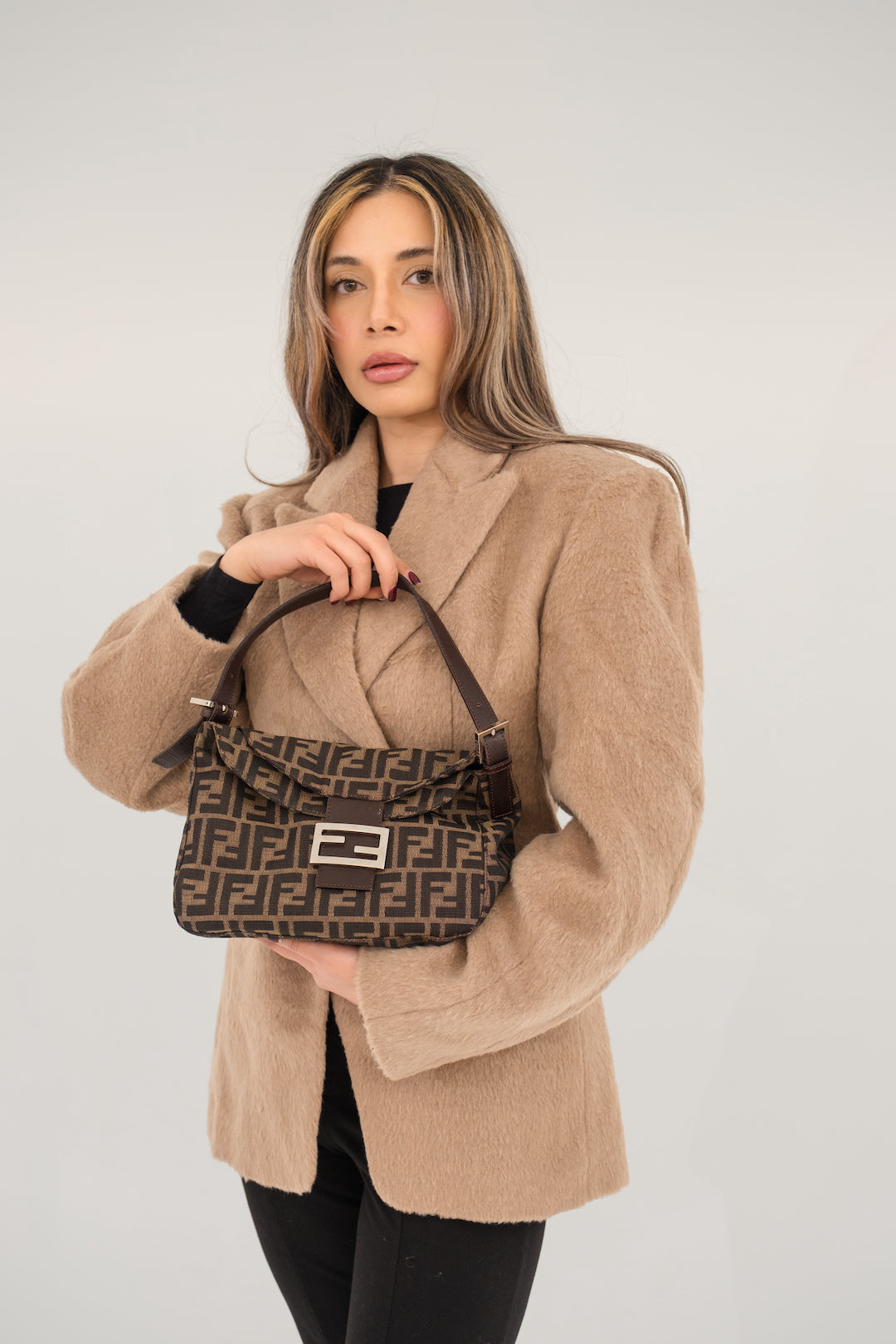 Fendi Zucca Double Flap Baguette