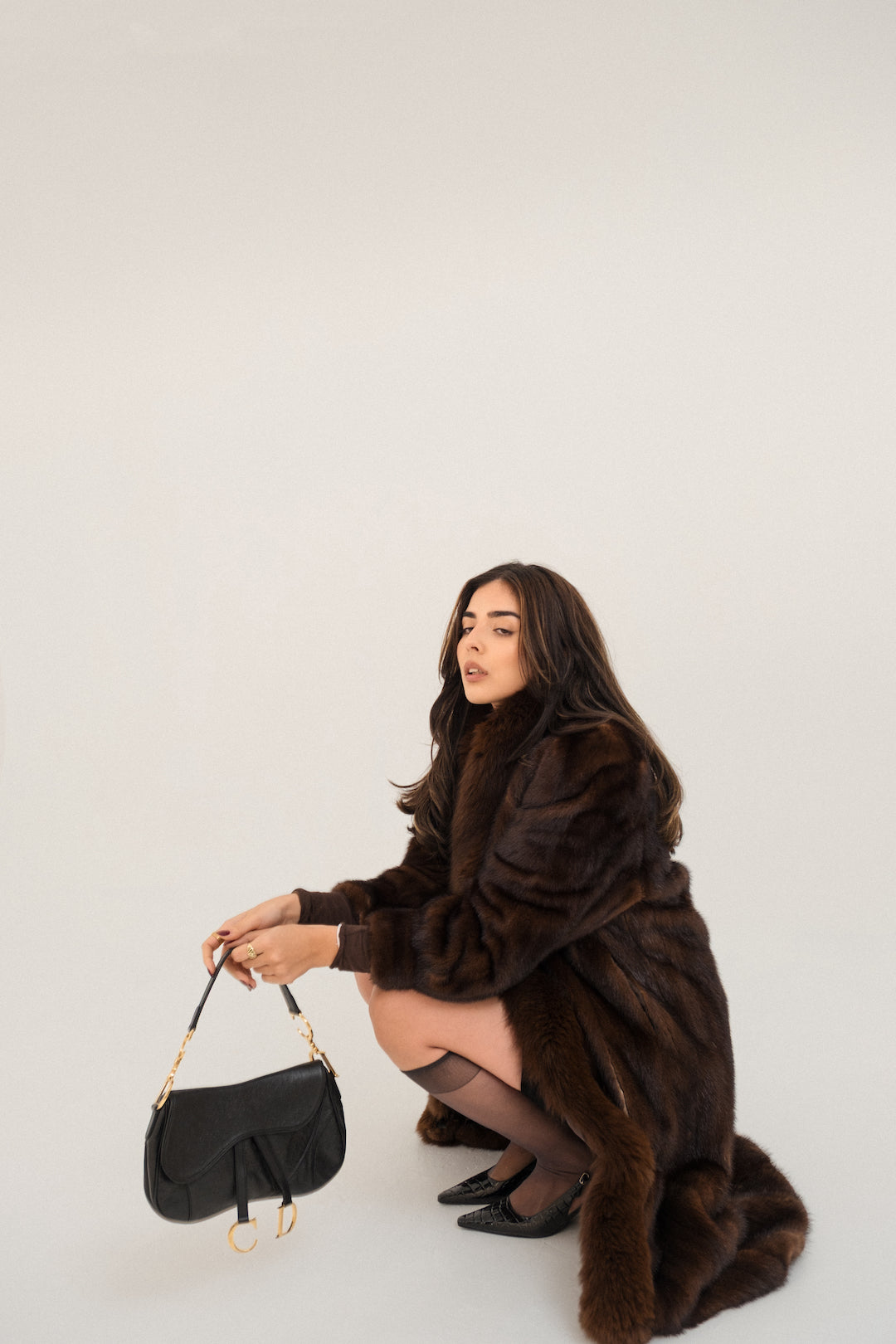Christian Dior Ostrich Double Saddle Bag