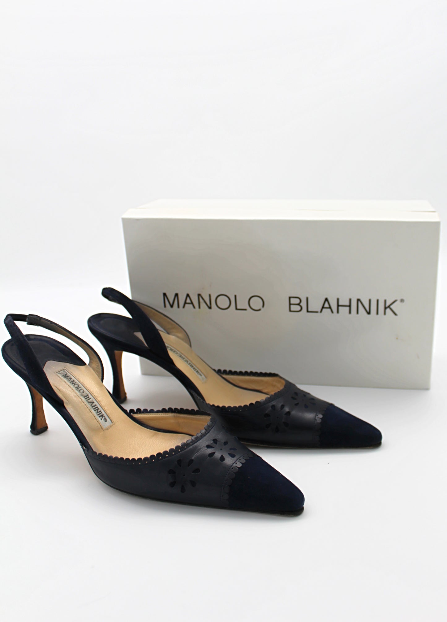 Manolo Blahnik Blue Slingback Heels (39.5)