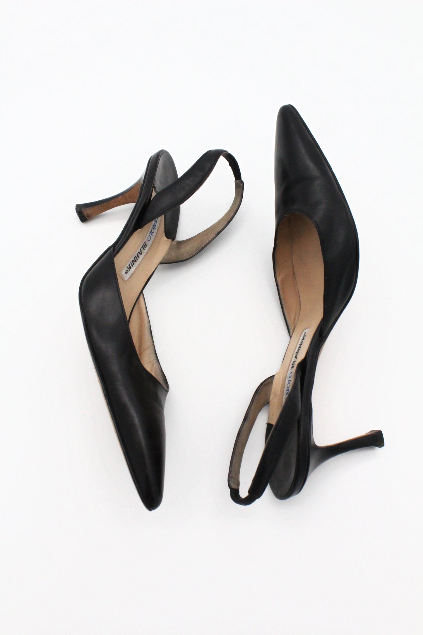 Manolo Blahnik Leather Slingback Heels (Size 38)