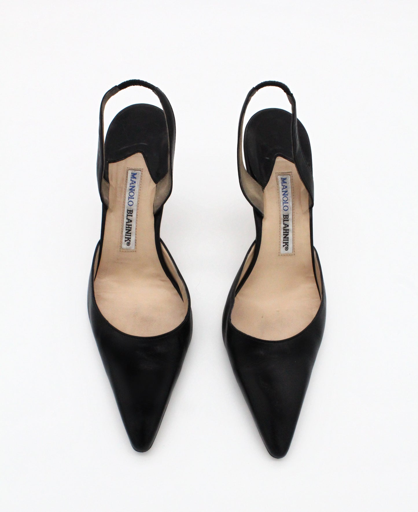 Manolo Blahnik Leather Slingback Heels (Size 38)