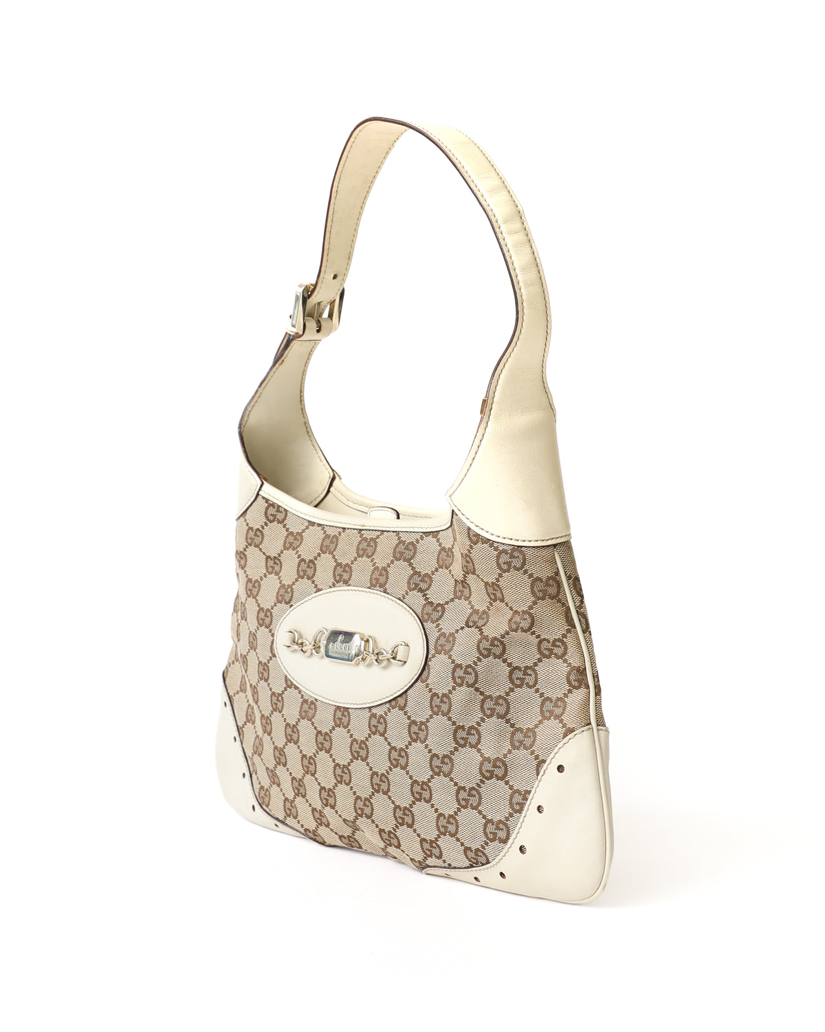 Gucci GG Beige Canvas Monogram Hobo Bag
